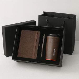 Set de Regalo Ecológico con Cuaderno de Bambú, Vaso de Paja de Trigo y Bolígrafo en Caja de Cartón Kraft para Marca Corporativa - Product Image 3