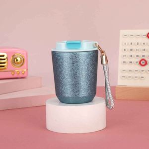 Stainless Steel Tumbler With Rope Glitter Finish Vacuum Insulated Travel <b>Cup</b> Round Modern Design For Adults - Product Image 3