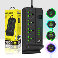 WONDERPHON YLC-055 Prise de courant avec charge sans fil, 4 ports USB et 2 ports Type-C, câble de 2 m, conception sécurisée pour le bureau et la maison