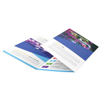 Brochures publicitaires pliables personnalisées en carton avec impression offset CMJN, faible MOQ d'usine, pour prospectus, catalogues, menus et livrets