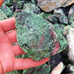 Piedra Natural de Rubí Zoisita en Bruto, Cristales Crudos al por Mayor, Alta Calidad, Verde, Curativo, Coleccionable, Decoración del Hogar - Product Image 5