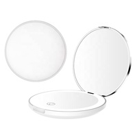 Cermin Rias LED Isi Ulang Baru Portabel 3 Mode Cahaya 3X Pembesar Cermin Kecantikan Mini dengan Kabel USB Peralatan Penggunaan Pribadi