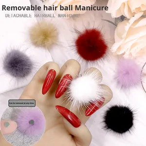 3D magnétique détachable Pom <span class=keywords><strong>Nail</strong></span> <span class=keywords><strong>Art</strong></span> accessoires Internet célébrité nouvel hiver vison velours mignon Girly coeur décoration - Product Image 2