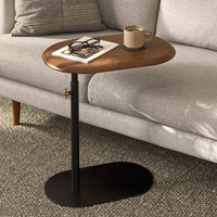 Table d'appoint réglable en hauteur en noyer noir, style moderne minimaliste en forme de C, pour salon et canapé