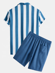 <span class=keywords><strong>Set</strong></span> di <span class=keywords><strong>abbigliamento</strong></span> da uomo sottile personalizzato produttore OEM pantaloncini a righe maniche e pantaloncini Casual da uomo <span class=keywords><strong>Set</strong></span> corto - Product Image 6