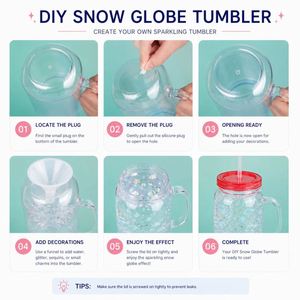 Gobelet réutilisable de 22 oz sans BPA, personnalisable, avec poignée et paille, pour globe à neige DIY, couleur personnalisée, sérigraphie, vente en gros - Product Image 5