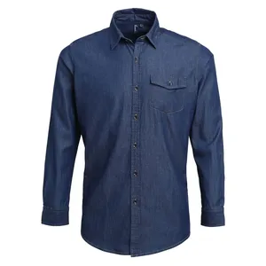 Maglietta da uomo in denim con cuciture, merchandising aziendale - Product Image 6