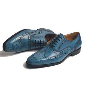 2025 nuovo arrivo elegante confortevole scarpa da <span class=keywords><strong>uomo</strong></span> in vera pelle in pizzo Brogue stampata punta <span class=keywords><strong>blu</strong></span> Business autunno/inverno - Product Image 6