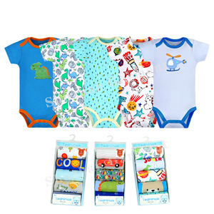 Vêtements pour bébé en coton à manches courtes, nouveau pour l'été, en gros, 0-24 mois, garçons et filles, unisexe, imprimé, body à motifs de dessins animés - Product Image 4