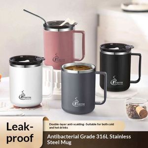 Stainless Steel Heat Insulated Mug Lid Shatterproof Unbreakable Coffee Tea Milk Water Reusable Drinkware Student Dorm Office - Product Image 3