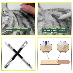 مجموعة أقلام رسم شين بوهين 43 قطعة للطلاب، لوازم فنية للرسم، كتاب رسم مجاني، حقيبة قماش محمولة، مجموعة رسم وتخطيط - Product Image 5