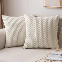 Vente Flash Housse de Coussin Douce en Velours Polyester et Velours Côtelé, Unie Colorée, Décoration de Maison pour Canapé