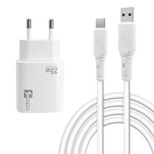 Cargador de Pared Superrápido de 25W con Enchufe Europeo A+C, Protección OTP, Tipo-C PD para Teléfonos Móviles y Portátiles - Product Image 1