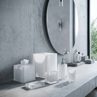 Ensemble d'accessoires de salle de bain en polyrésine, vente en gros de l'usine de Dongguan, ensemble de salle de bain en résine marbrée blanche, 6 pièces complètes