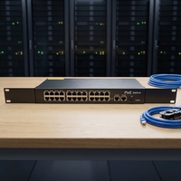 Commutateur PoE AI 24 ports 10/100 Mbps + 2 ports Uplink Gigabit + 1 SFP RJ45 16 Gbit/s, capacité de commutation élevée, en stock pour caméras IP et vidéosurveillance