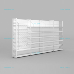 Kệ trưng bày bán lẻ màu trắng: nhiều lớp với các mặt lưới. Lý tưởng để trưng bày hàng hóa khác nhau trong các cửa hàng. Sành điệu & thiết thực - Product Image 1