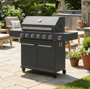 Parrilla <span class=keywords><strong>de</strong></span> Gas Negra Premium Personalizada <span class=keywords><strong>de</strong></span> 6+1 Quemadores con Gabinete, Ideal para Cocinar en el Jardín, Patio Trasero o Terraza - Product Image 4