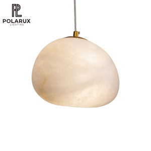 Modern Minimalist Organic Pendant Light Contemporary Style <strong>Copper</strong> Alabaster Stone Pebble Shape Unique Galet Pendant <strong>Lamp</strong> - Product Image 1