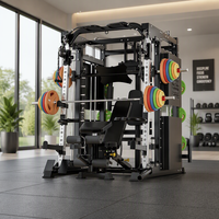 Machine Smith multifonctionnelle avec rack de musculation, crossover de câbles, lat pulldown et rack à squats pour entraînement complet du corps en acier