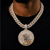 Colgante de Plata 925 Premium con Moissanita y Diseño de Rostro de Jesús, Medallón Redondo Grande para Estilo Urbano y Fiestas Hip Hop