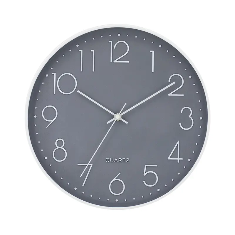12 polegada simples design redondo silencioso quartzo 3d cinza moderno relógios de parede fabricantes decoração casa