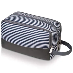 Sac de toilette en toile pour hommes, sac de toilette portable de voyage personnalisé, sac à cosmétiques à fermeture éclair avec poignée en nylon