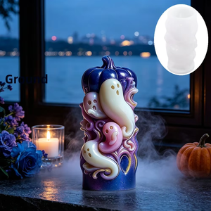 Moule à bougie en silicone Halloween 3D Citrouille et Fantôme, antiadhésif, réutilisable, blanc, outil d'artisanat - Product Image 3