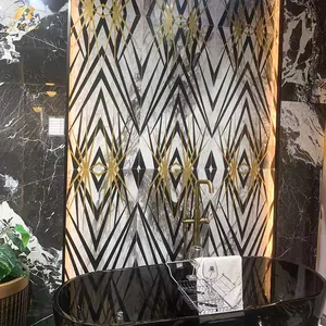 China Zebra Schlange geometrische Muster Designer Luxus Gold Backs plash Badezimmer Foshan Top Keramik fliesen