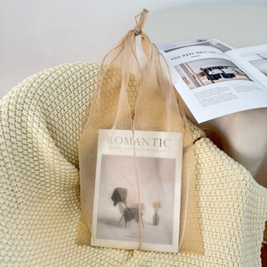 Custom Eco-friendly Polyester Organza Tote <b>Bag</b> Luxury Handle Woven-label Logo Printing <b>Transparent</b> Swimwear Shopping - Product Image 1