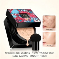 Fond de Teint Liquide Haute Qualité Personnalisé à l'Aérographe, Marque Privée, Coussin Éclaircissant, Correcteur Longue Durée pour Peaux Foncées