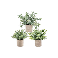 Petit ensemble de trois plantes artificielles avec pots, plantes artificielles réalistes de 20 cm de hauteur pour la décoration intérieure de la maison et du bureau