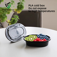 Boîtes à lunch jetables VEIKUN en PLA avec couvercles, entièrement biodégradables, boîtes à emporter noires pour salades de fruits et boîtes bento