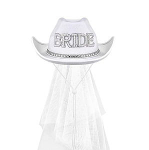 Sombrero <span class=keywords><strong>de</strong></span> vaquero con pedrería BRIDE/GROOM para <span class=keywords><strong>novia</strong></span>, sombrero con velo nupcial, sombrero para la fiesta del novio, accesorio para la cabeza <span class=keywords><strong>de</strong></span> <span class=keywords><strong>boda</strong></span> - Sombreros <span class=keywords><strong>de</strong></span> vaquero para <span class=keywords><strong>boda</strong></span> hechos a mano - Product Image 3