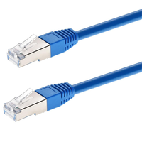 Cable de conexión azul Cat6A con doble blindaje (S/FTP) 26AWG Cable Ethernet RJ45 moldeado de cobre desnudo puro