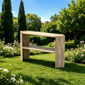 Sunshine Marble <b>Console</b> <b>Table</b> Modern Design <b>Storage</b> Entryway Living Room Furniture Courtyard Outdoor Use - Product Image 1