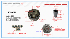 Scooter Variator-Baugruppe <span class=keywords><strong>GGZ</strong></span> für Scoopy T0 – Komplettes Variator-Kit mit Rollen, 26T Splines, Ersatzteile - Product Image 6