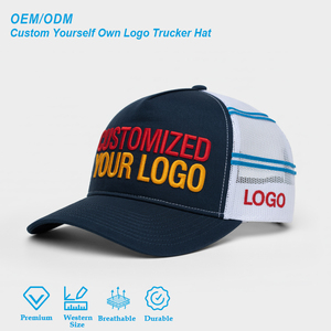 High Grade Fabric Custom Printed Brand Logo Letters Back Mesh Metal Adjust Snap Trucker Hat for Outdoor