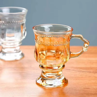 Tasse en verre ambré de 200 ml pour café et lait, réutilisable, style vintage inspiré du cour, gaufrée avec poignée, logo personnalisé, sans couvercle, vente en gros
