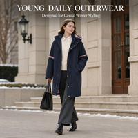 Doudoune mi-longue à capuche pour femme en duvet de canard blanc 90 %, coupe décontractée, manteau d'hiver décontracté pour commandes OEM en gros