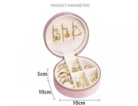 Boîte de rangement à bijoux portable ronde en velours de style coréen avec fermeture éclair pour bagues, boucles d'oreilles, colliers, voyage, 10*10*4.5 cm