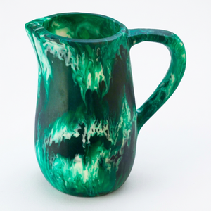 Wooden Resin Water Jug with Handle Food Grade Resin Beverage Pitcher Green Marbled Artistic Vase Home Decoration Hand Painted - Product Image 1