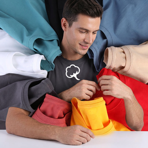 T-shirt en coton à col rond et manches courtes pour homme, coupe ample, couleur unie, jersey décontracté, respirant, avec imprimé sur le devant - Product Image 1