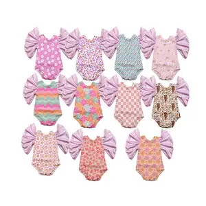 Factory Custom Baby Knitted Pleated Romper Summer High Elastic Newborn Soft Fabric Romper