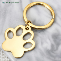 Tag ID Hewan Peliharaan dari Baja Anti Karat dengan Ukiran Khusus, Cetakan Jejak Kaki, Personalisasi Nama untuk Kalung Anjing/Kucing, Dilengkapi Gantungan Kunci