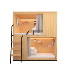 Modern King-Size Solid Oak Wood Capsule Bed Melamine Panel for Hotel School Dormitory Hostel Hospital Use-Customizable Color - Product Image 1