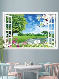 <span class=keywords><strong>Simulation</strong></span> Faux Fenêtre Auto-Adhésif Salon Décoration <span class=keywords><strong>Peinture</strong></span> <span class=keywords><strong>Chambre</strong></span> Mur Paysage Autocollant Mural Autocollant Mural - Product Image 4