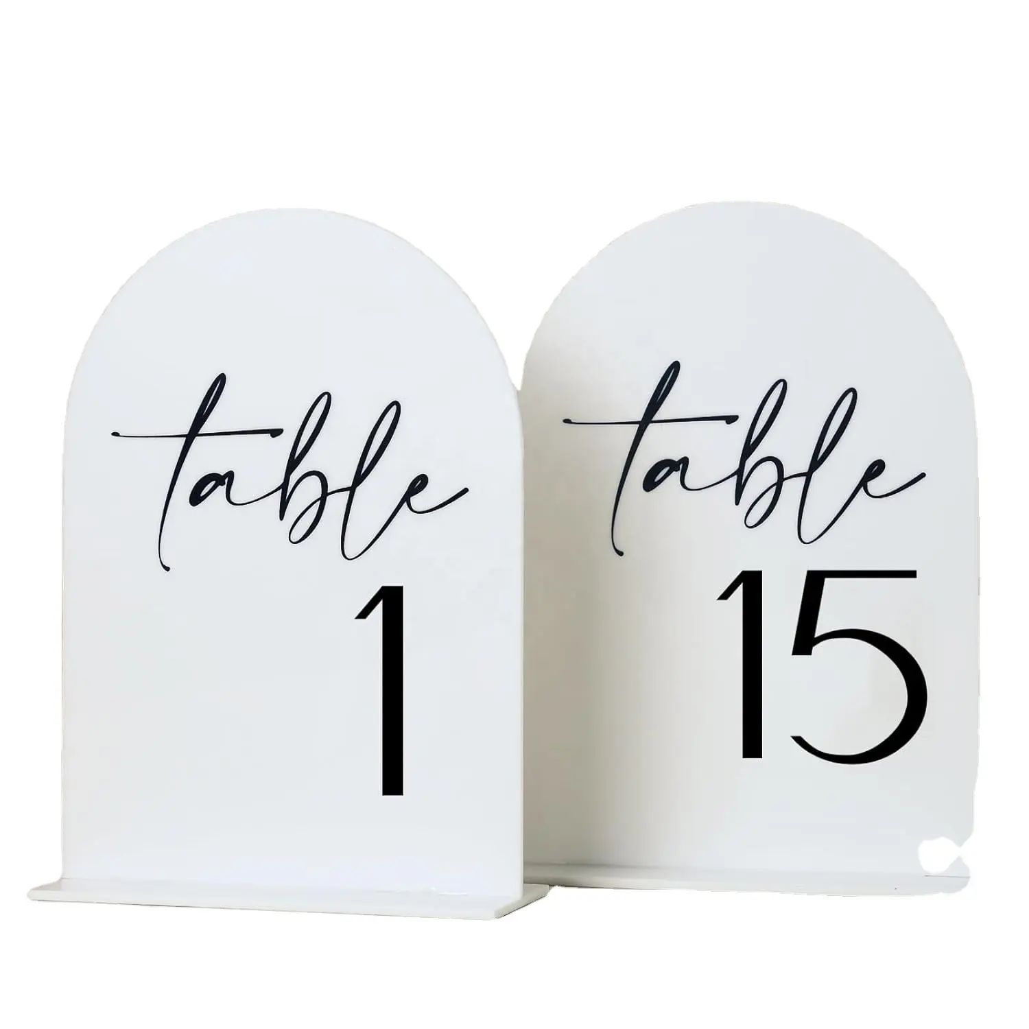 Números de mesa de boda de arco blanco 1-15 con soportes letreros acrílicos y soportes para centro de mesa de recepción de boda fiesta aniversario