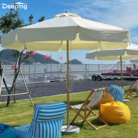 Glamping Parasol de jardin en bois peu encombrant Parasol de plage Restaurant Coffee Shop Orange Parapluie d'extérieur avec frange
