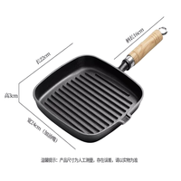 Poêle carrée en fonte pré-assaisonnée avec poignée en bois, grillée, côtelée, pour grillades de steaks, barbecue, cuisson intérieure et extérieure, cuisson domestique, gaz