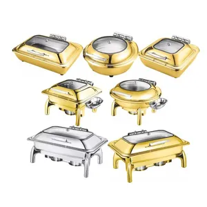 Round roll top dome hydraulic electric food warmer bain marie chauffe plat chaffing buffet heaters stove tray oval chafing dish